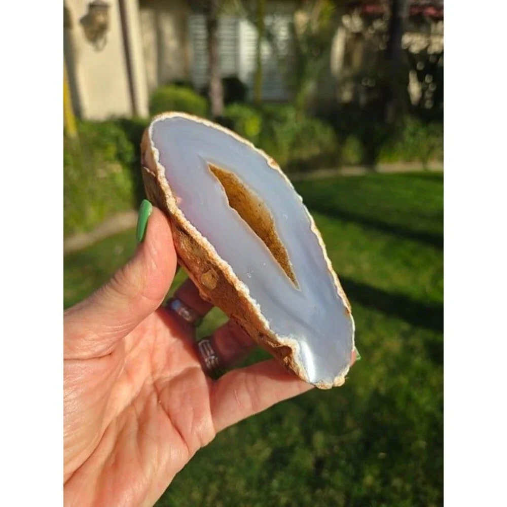 Natural Agate Geode with Druzy Center